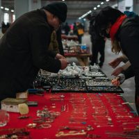 a group of people playing a board game