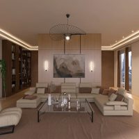 a living room with a couch a chair and a table