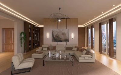 a living room with a couch a chair and a table